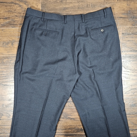 Ralph Lauren‎ Mens 40x29 Charcoal Navy Grid Pleated Cuffed Dress Pants Refined - Picture 3 of 7